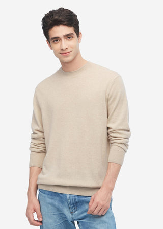 Round Neck Cashmere Sweater for Men (Greige / S)