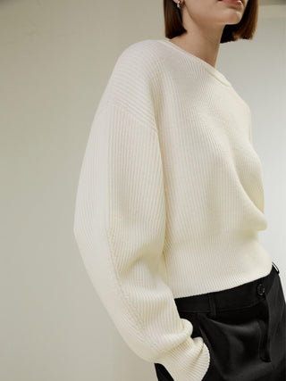 Round Neck Drop-Shoulder Merino Wool Sweater