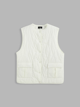 Round Neck Geometric Puffer Vest