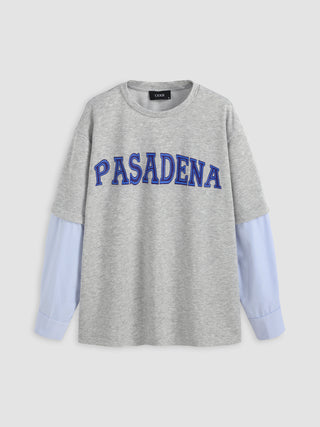 Round Neck Pasadena Patchy Graphic Sweatshirt