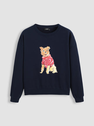 Round Neckline Puppy Sweatshirt Curve & Plus