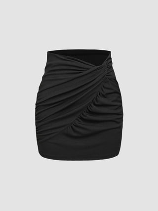 Ruched High Waist Mini Skirt