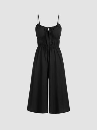 Ruched Knotted Wide Leg Jumpsuit