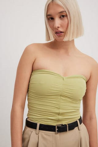 Ruched Solid Tube Top