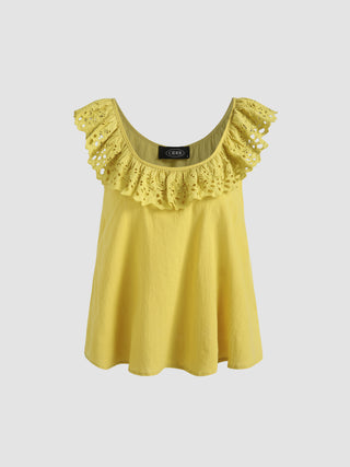 Ruffle Collar Sleeveless Blouse