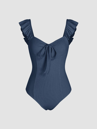 Ruffle Hem Knotted Bodysuit