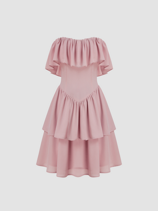 Ruffle Hem Tube Layered Mini Dress