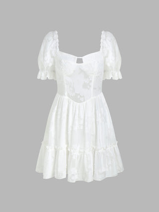 Ruffle Solid Lace Mini Dress