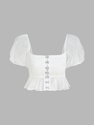 Ruffles Solid Mesh Crop Top