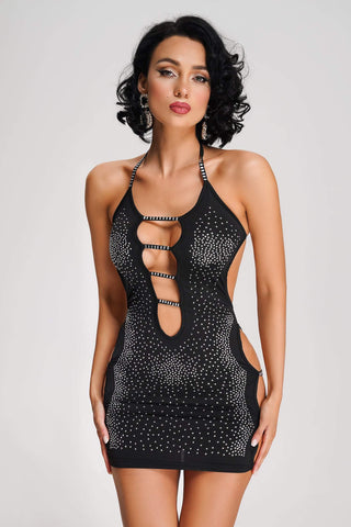 Sabriya Diamante Mini Dress (S / Black)