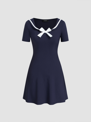 Sailor Collar Bowknot Mini Dress