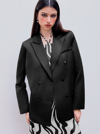 Satin Collar Button Blazer