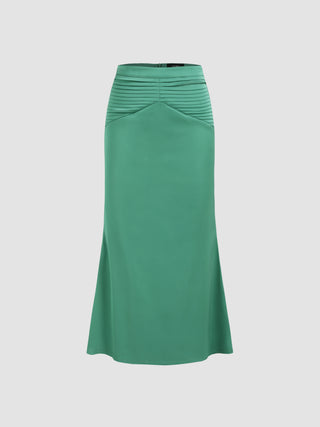 Satin High Waist Split Maxi Skirt