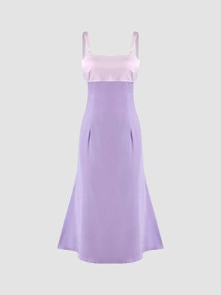 Satin Patchy Midi Mermaid Dress