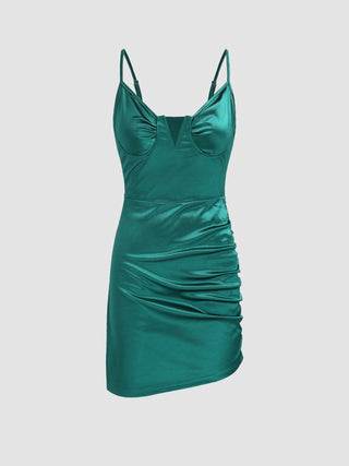 Satin Solid Mini Dress