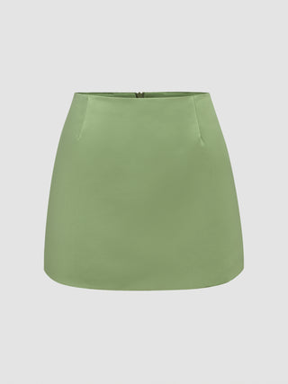 Satin Solid Mini Skirt