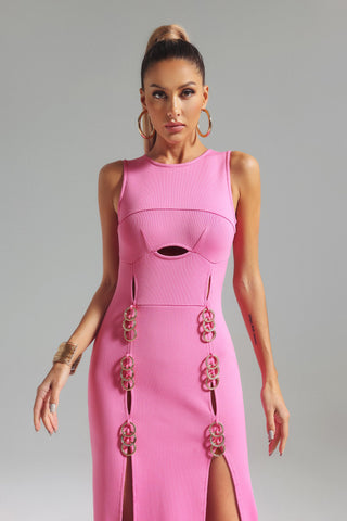 Scarlett Cutout Maxi Bandage Dress (M / Pink)