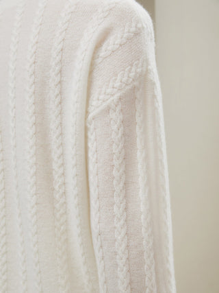 Semi-Sheer Cable-Knit Baby Cashmere Sweater