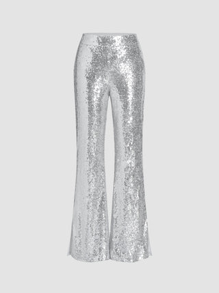 Sequin Mid Waist Flared Trousers