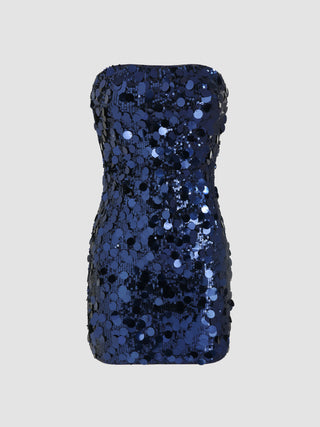 Sequins Tube Solid Mini Dress