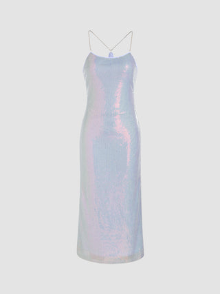 Sequins U-neckline Maxi Dress