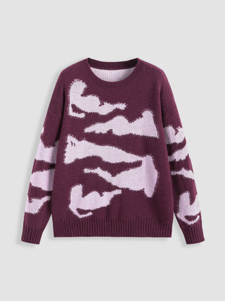 Shadowed Silhouette Graphic Knit Sweater