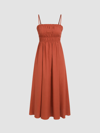 Shirred Ruffle Maxi Dress