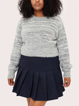 Silver Light Fuzzy Sweater Curve & Plus