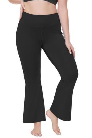 Sixstar Plus Size Women's Ultra High Rise Slit Front Flare Legging Premium Soft High Stretch Yoga Pants Black