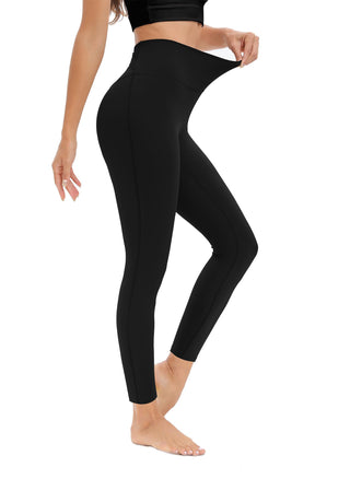 Sixstar Women's Back Waist Cross Control Yoga Pants Fitness Tummy Tuck Running Leggings Black