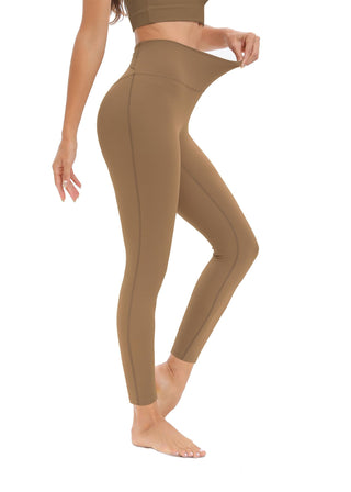 Sixstar Women's Back Waist Cross Control Yoga Pants Fitness Tummy Tuck Running Leggings Khaki