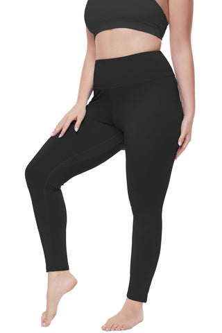 Sixstar Women's Back Waist Cross Control Yoga Pants Plus Size Workout Tummy Control Running Legging Black