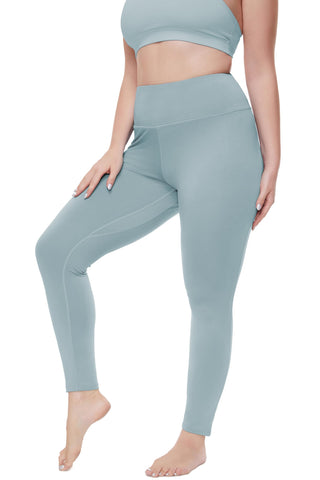 Sixstar Women's Back Waist Cross Control Yoga Pants Plus Size Workout Tummy Control Running Legging Light Blue