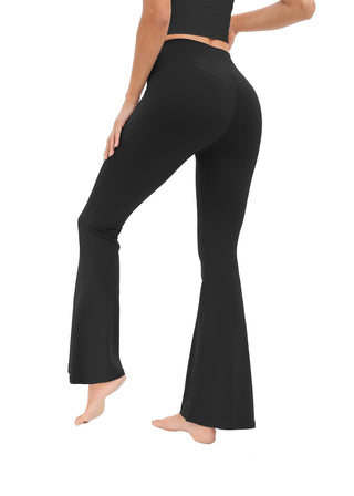 Sixstar Women's High Crotch Flare Leggings Premium Soft High Stretch Yoga Pants Black