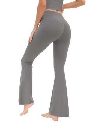 Sixstar Women's High Crotch Flare Leggings Premium Soft High Stretch Yoga Pants Light Gray