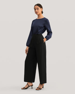 Smooth Silk Wide Leg Cropped Pants