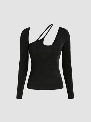 Solid Asymmetrical Neck Top