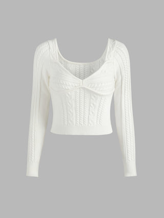 Solid Cable Knit Crop Top