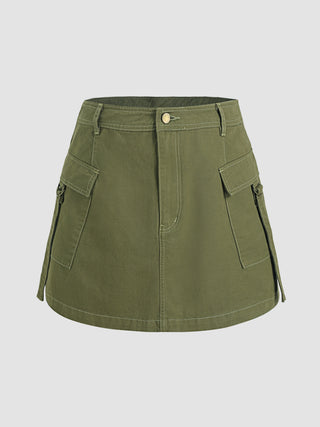 Solid Cargo Mini Skirt Curve & Plus