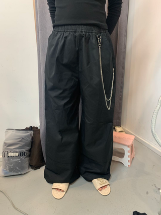 Solid Chain Detail Wide Leg Jogger Pants Curve & Plus