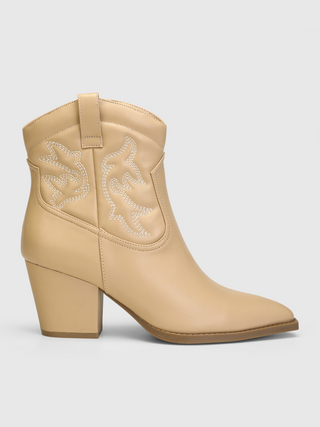 Solid Chunky Heeled Ankle Cowboy Boots