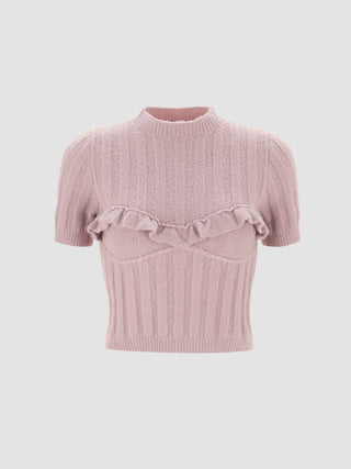 Solid Clay Ruffles Sweater