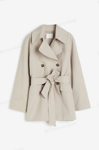 Solid Collar Button Trench Coat With Belt