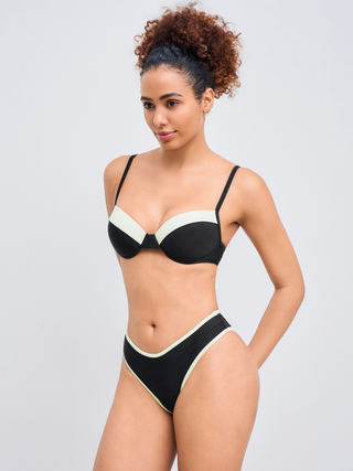 Solid Contrasting Binding Bracelet Cheeky Bikini Swimsuit