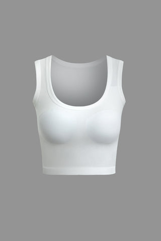 Solid Crop Tank Top (M / WHITE)