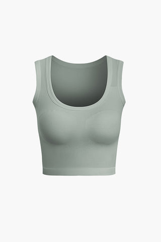 Solid Crop Tank Top (S / LIGHT GRAY)