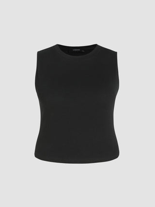 Solid Crop Tank Top Curve & Plus (4XL / Black)