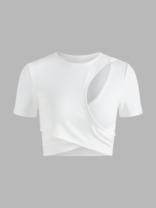 Solid Cut-Out Crop Tee Top