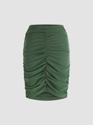 Solid Green Bodycon Skirt (XS / Green)