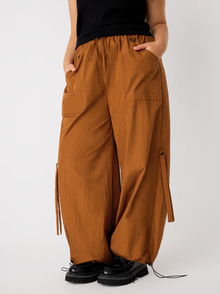 Solid High Waist Drawstring Jogger Cargo Trousers Curve & Plus (3XL / Brown)